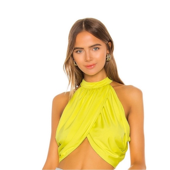 Lime Halter Neck Women Top - Picture 1 of 6